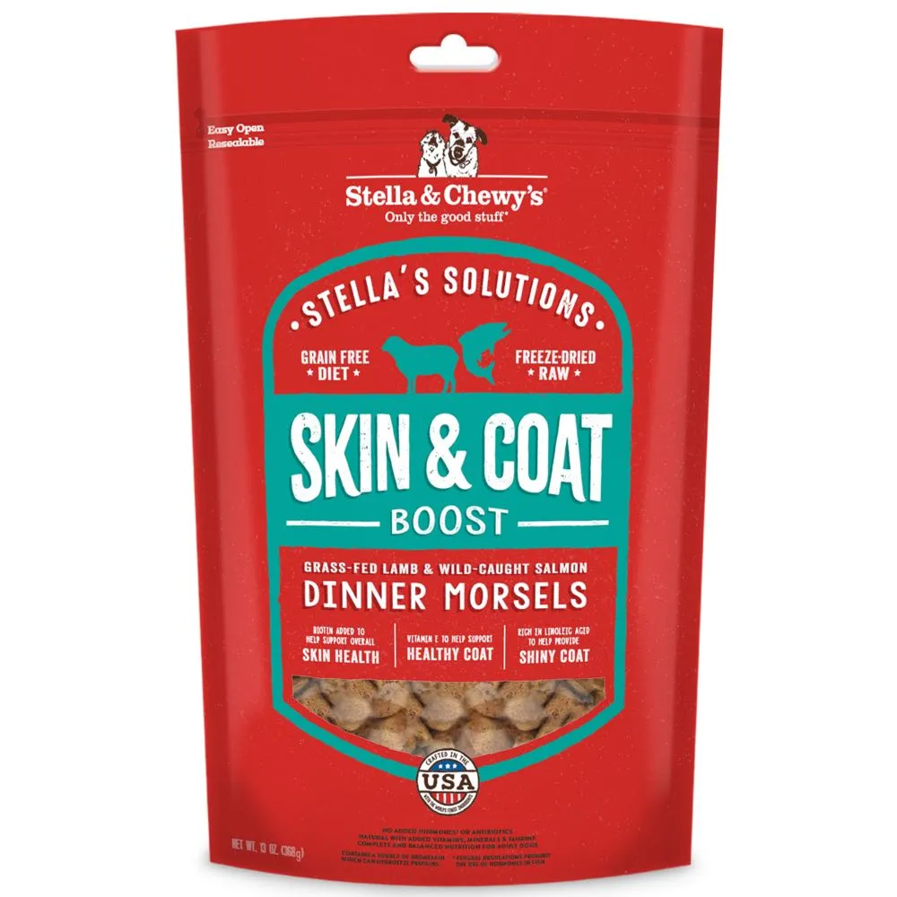 Stella & Chewys Stellas Solutions Skin & Coat Boost Lamb & Salmon Grain-Free Freeze-Dried Raw Dog Food