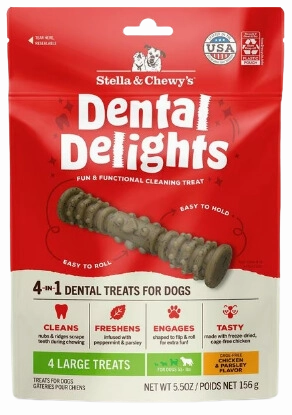 Stella & Chewy's Dental Delights Dog Treats - Large (51 lbs & up) - 4ct / 5.5oz bag