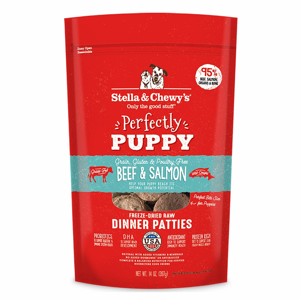 Stella & Chewy's Dog Freeze-Dried Dinner Patties - Perfectly Puppy Beef & Salmon 14oz