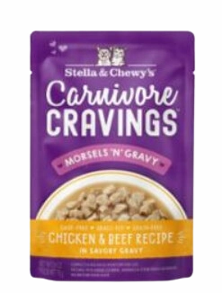 Stella & Chewy's Wet Cat Food Carnivore Cravings Morsels N' Gravy Chicken & Beef 2.8oz Pouch Single