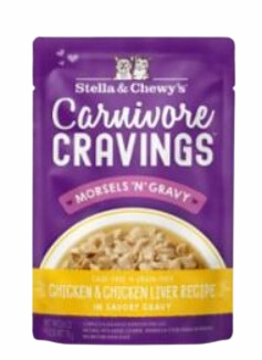 Stella & Chewy's Wet Cat Food Carnivore Cravings Morsels N' Gravy Chicken & Chicken Liver Recipe 2.8oz Pouch Single