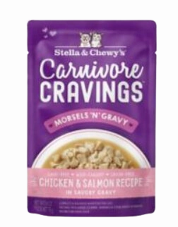 Stella & Chewy's Wet Cat Food Carnivore Cravings Morsels N' Gravy Chicken & Salmon 2.8oz Pouch Single