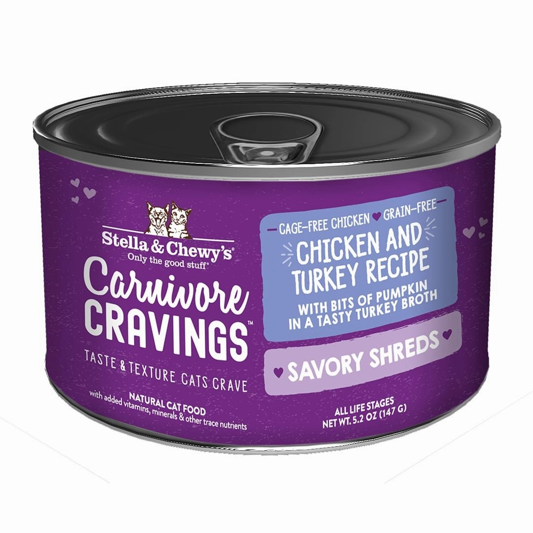 Stella & Chewy's Wet Cat Food Carnivore Cravings Savory Shreds Chicken & Turkey Recipe
