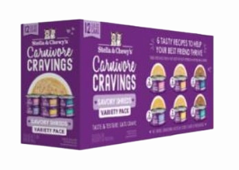 Stella & Chewy's Wet Cat Food Carnivore Cravings Shreds Variety Pack 12pk 2.8oz Cans
