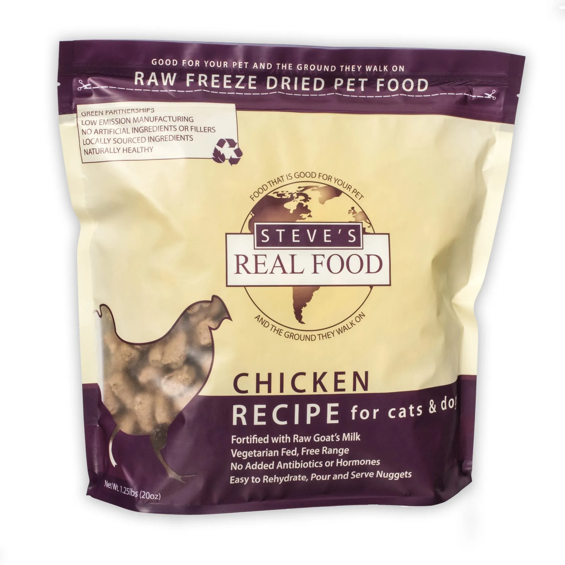 Steve's Freeze Dried Dog Food - Chicken Diet - 1.25lb Bag
