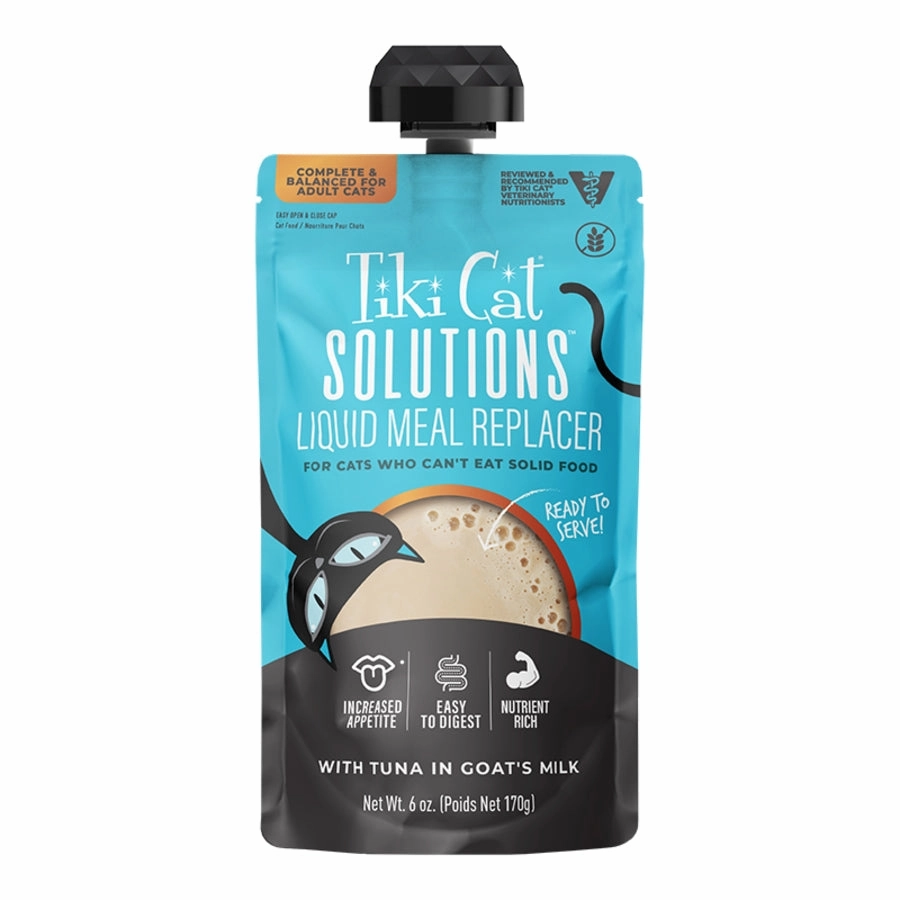 Tiki Cat Solutions Liquid Meal Replacer with Tuna in Goat's Milk 6oz Resealable Pouch