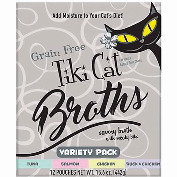 Tiki Cat Wet Cat Food Broths with Meaty Bits Variety Pack 1.3oz Pouch Box 12pk