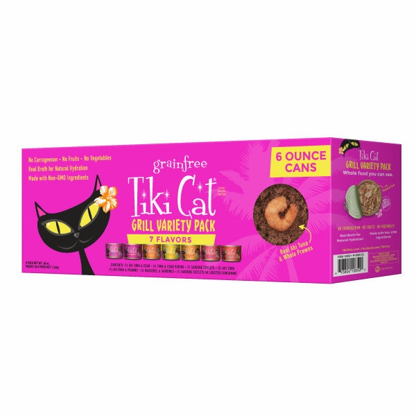 Tiki Cat Wet Cat Food Grill Variety Pack 6oz Cans 8 Pack