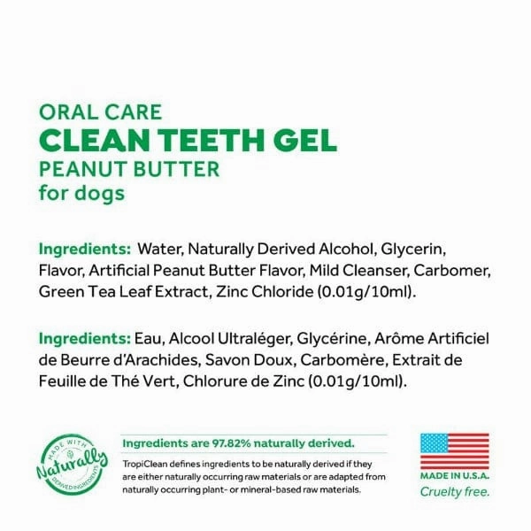 Tropiclean Fresh Breath Clean Teeth Oral Care Gel for Dogs; Peanut Butter