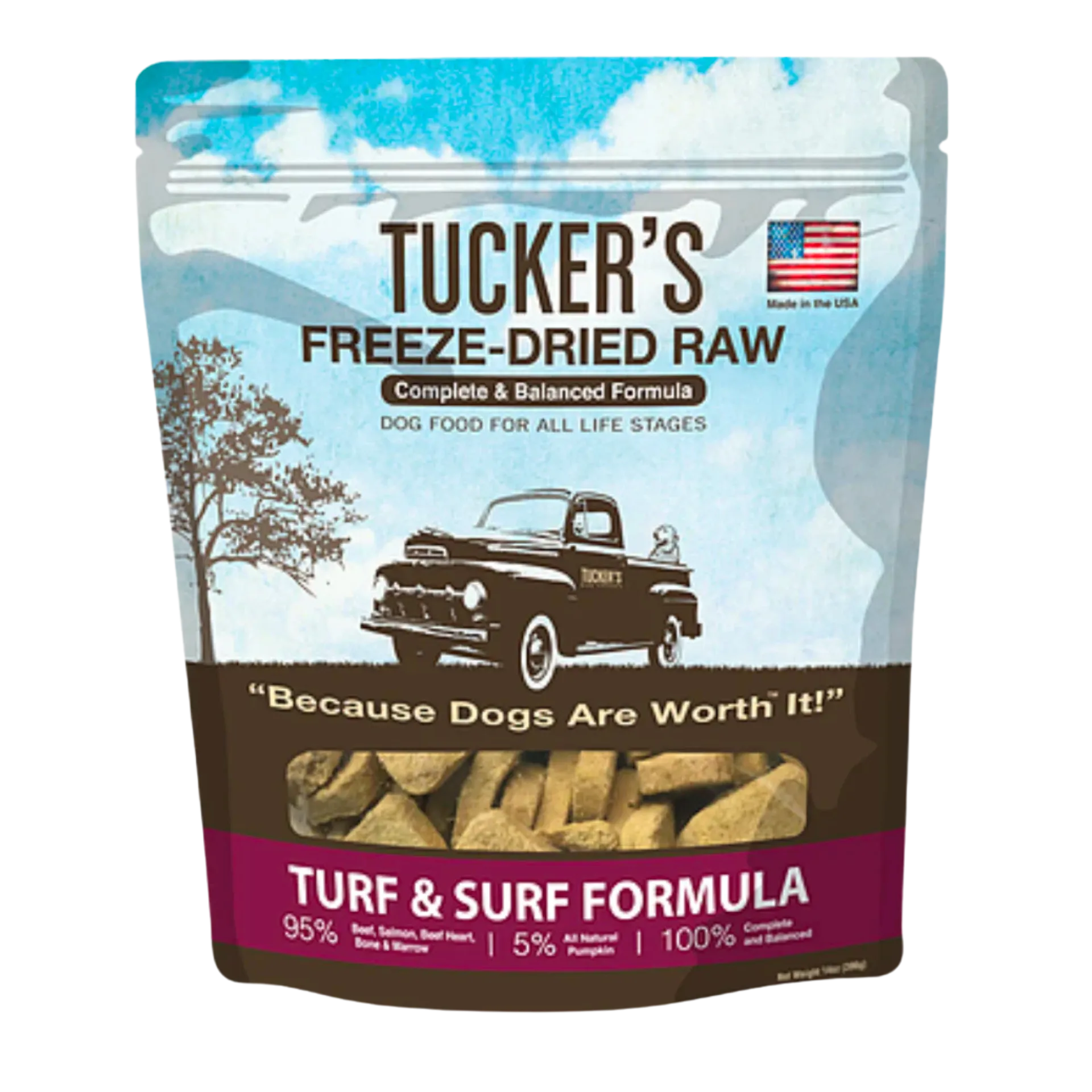 Tucker's Freeze-Dried Dog Food Turf & Surf 14oz Bag
