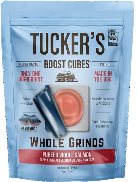 Tucker's Raw Frozen Boost Cubes - Whole Grinds Salmon 1lb Bag (20 servings per bag)