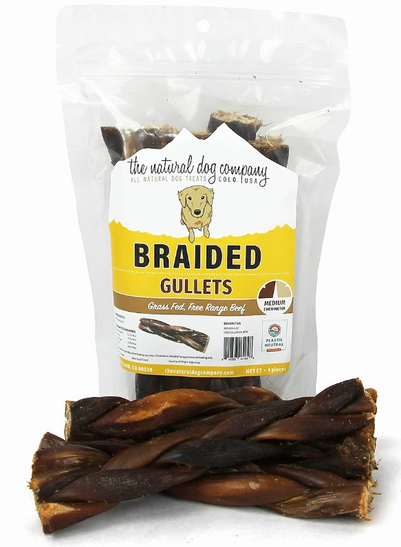 Tuesday's Natural Dog Company Braided Gullet Sticks 6" 4-Pack Bag