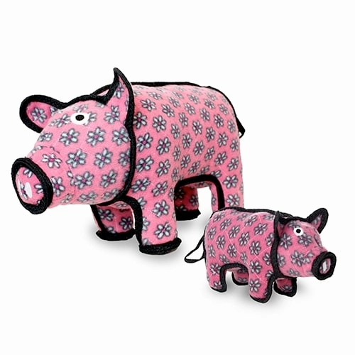 Tuffy Barnyard Dog Tug and Fetch Toys, Polly Pig (mini and regular size)