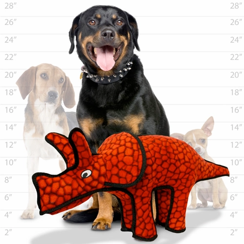Tuffy Dinosaur Dog Tug and Fetch Toys, Triceratops