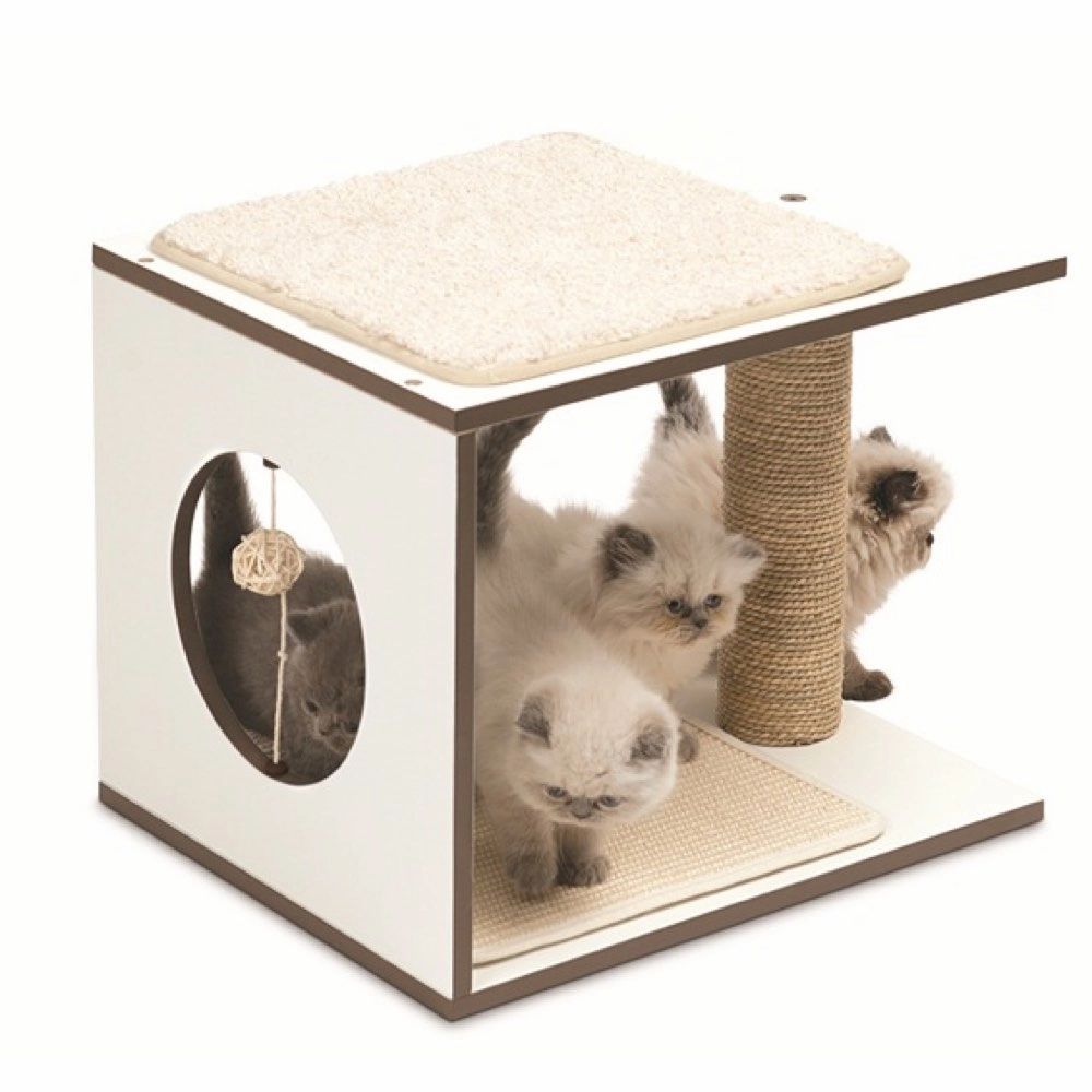 Vesper V-Stool In White Cat Post