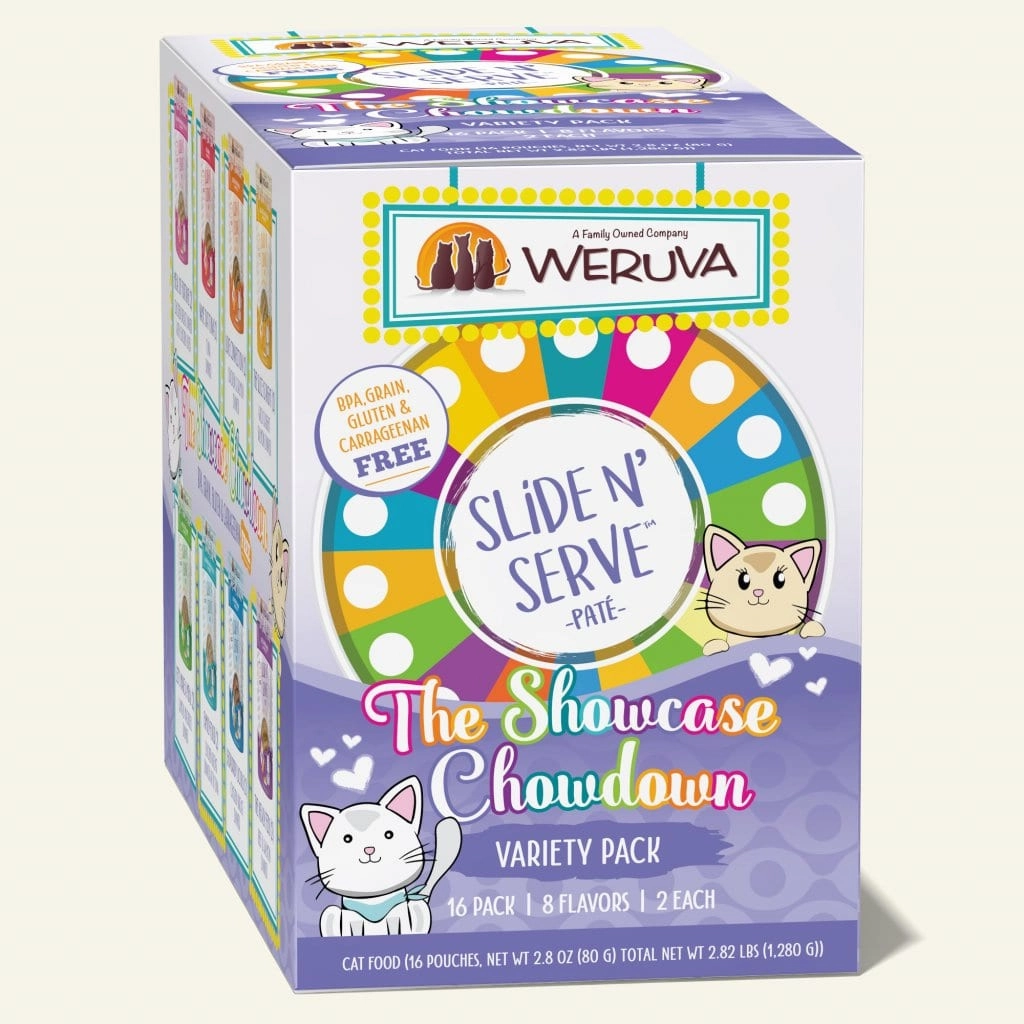 Weruva Wet Cat Food Pats Slide & Serve Showcase Chowdown Variety Pack 2.8oz Pouch 16pk