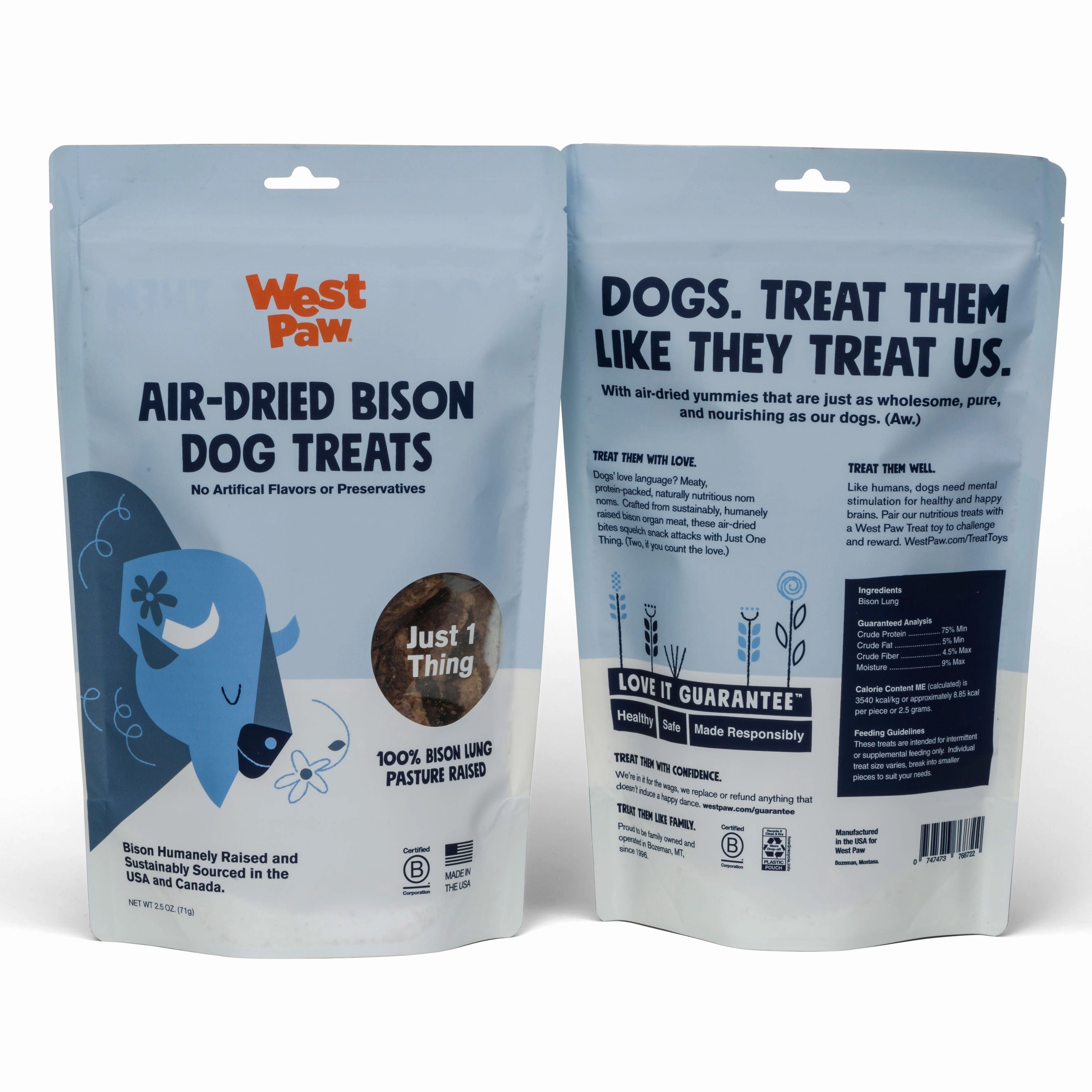 West Paw Air Dried Bison Lung Treats 2.5oz