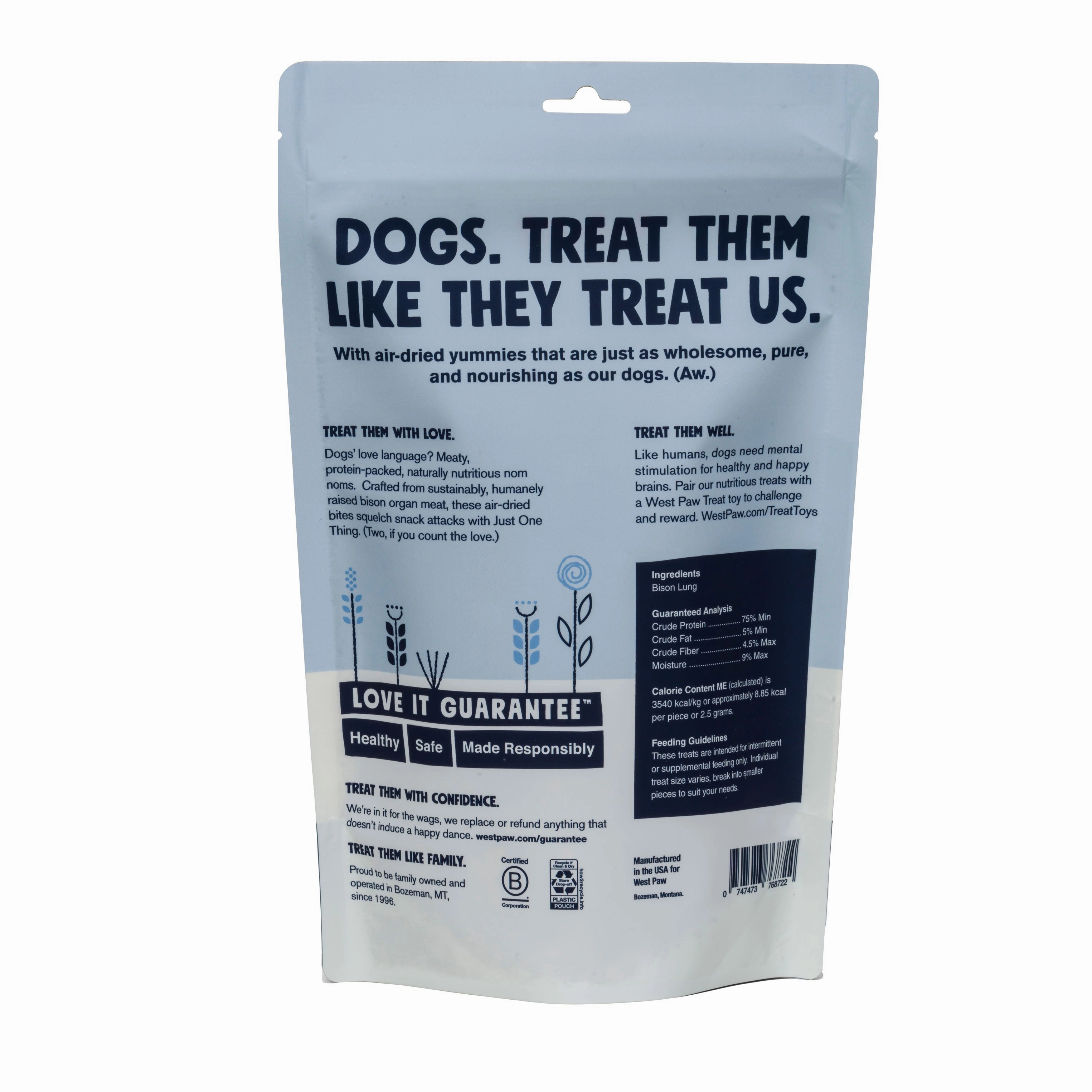 West Paw Air Dried Bison Lung Treats 2.5oz
