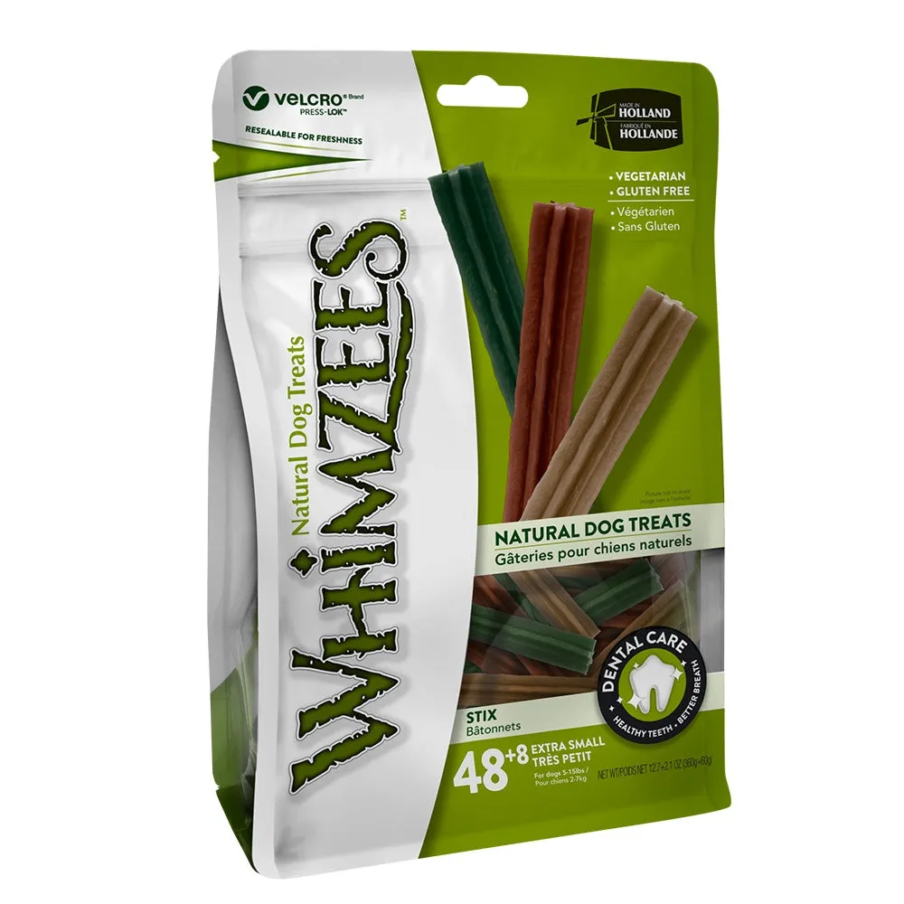 Whimzees Stix Xtra Small Mix Brown / Green / Orange 48 8 pcs
