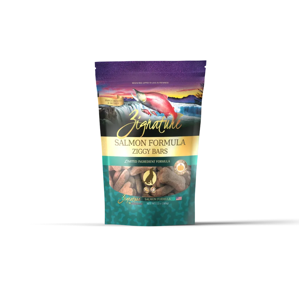 Zignature Dog Treats Grain-Free Salmon Formula 12oz Bag