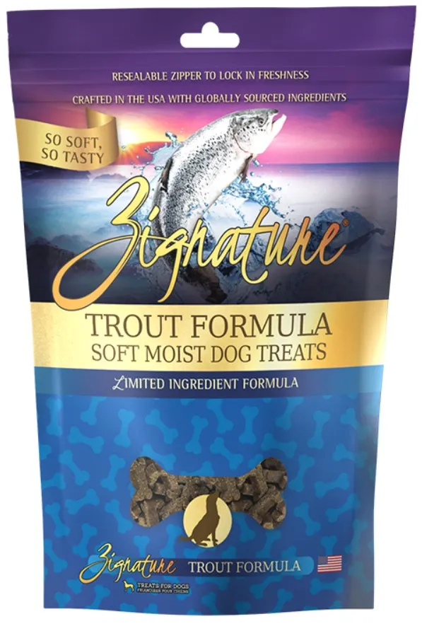 Zignature Dog Treats Grain-Free Soft Moist Trout Formula 3oz Bag