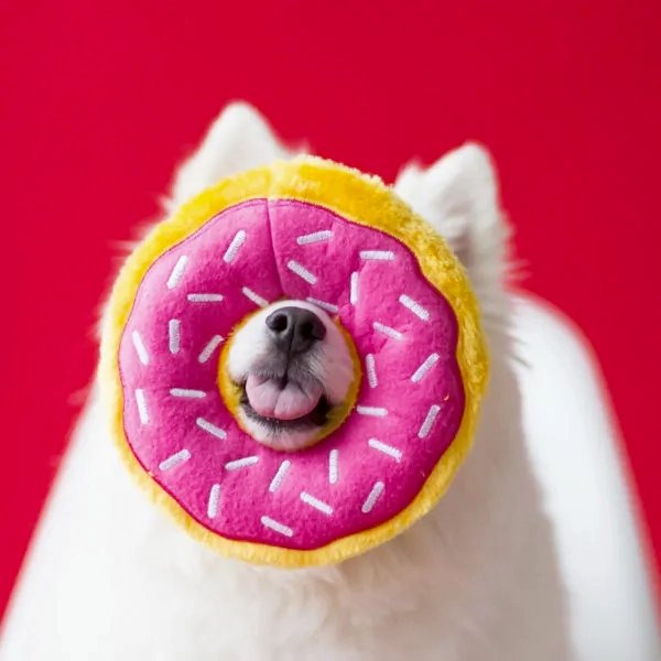 Zippy Squeaky Dog Toy, Donutz Strawberry Jumbo